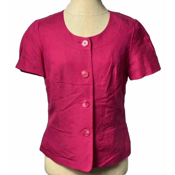 East 5th Women Petite Pink Linen/Rayon Button Down Lined Jacket Blouse Top Sz PS - Picture 1 of 3